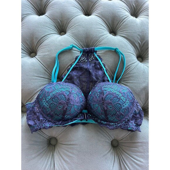 VS PINK lace front closure date racerback push up bra 32B - Picture 1 of 5
